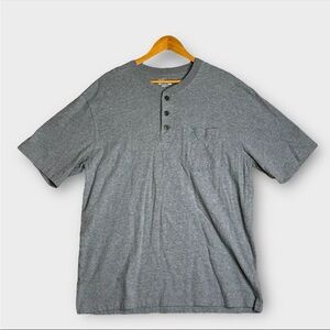 Duluth Trading Co. Heather Gray Henley Longtail Pkt T-Shirt Mens L Short Sleeve